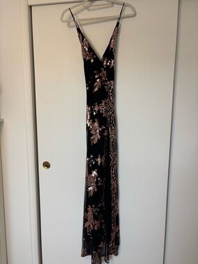 Simplee Apparel Black Dress with Rose Gold Sequin Accents